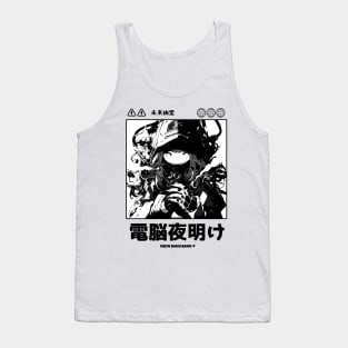 Cyberpunk Anime Vaporwave Japanese Girl Streetwear Aesthetic Black and White Tank Top